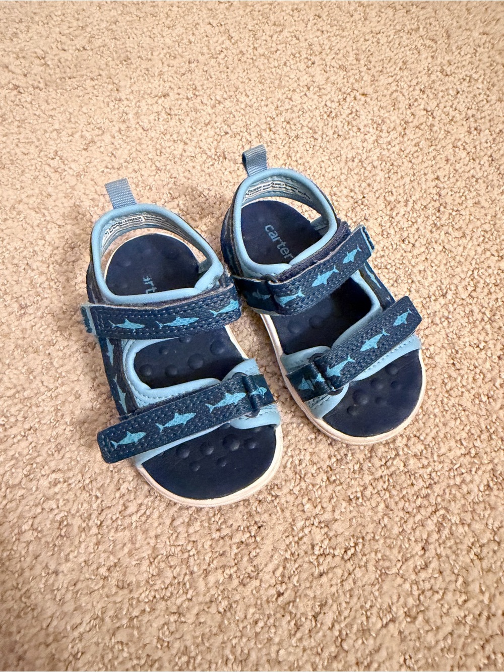 Carter's Navy & Light Blue Shark Strap Toddler Sandals